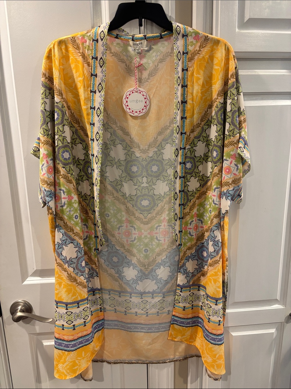 Umgee Yellow Multicolor Floral Sheer Kimono Cover-Up
